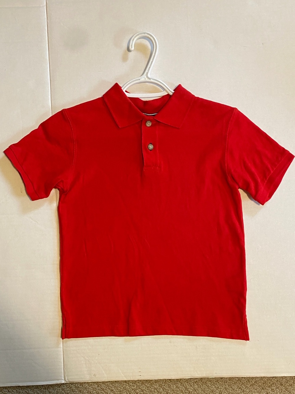 🎈$5 add. Place Red Polo Shirt with Button Placket 7/8 Medium